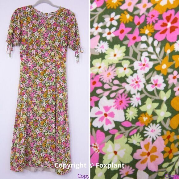 Lost + Wander Anthropologie Women's Floral Getaway Island‎ Midi Dress, M - Picture 3 of 16